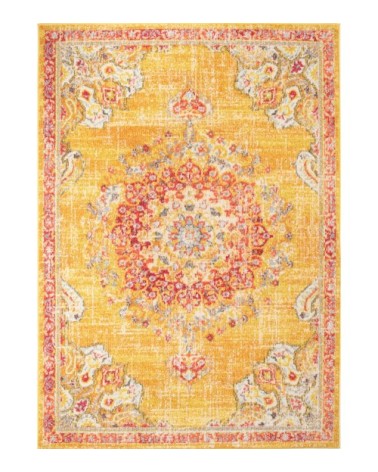 Tapis salon vintage en laine artificielle jaune 200X290