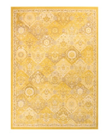 Tapis salon vintage en laine artificielle jaune 120X170