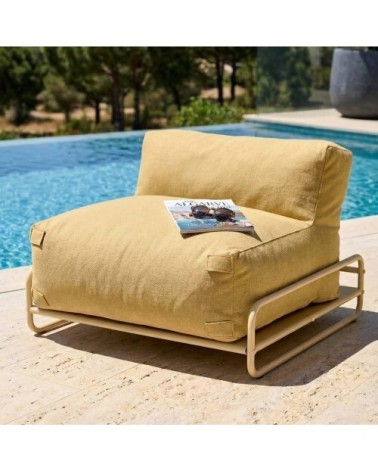 Chauffeuse pour salon de jardin modulable avec structure jaune clair