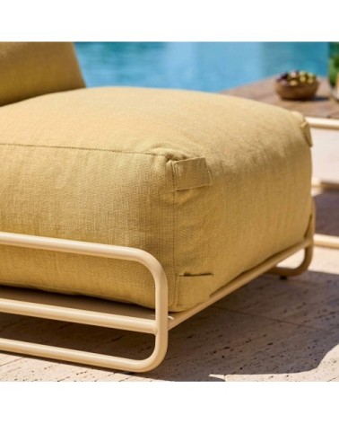 Chauffeuse pour salon de jardin modulable avec structure jaune clair