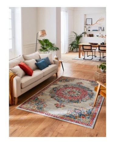 Tapis salon moderne en laine artificielle beige 200X290