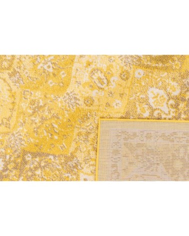 Tapis salon vintage en laine artificielle jaune 200X290