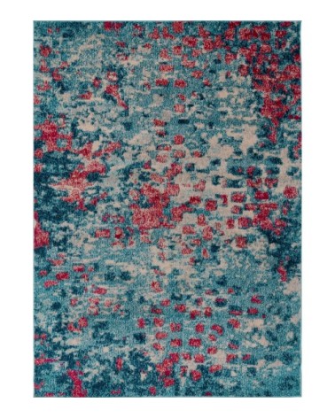 Tapis salon vintage en laine artificielle bleu canard 200X290