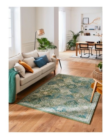 Tapis salon moderne en laine artificielle vert 200X290