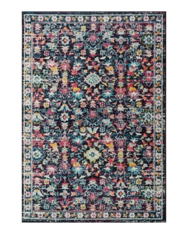 Tapis salon moderne en laine artificielle bleu pétrole 120X170