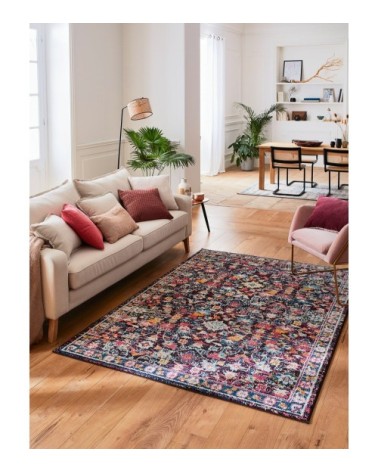 Tapis salon moderne en laine artificielle bleu pétrole 120X170