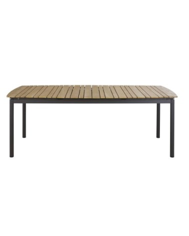 Table de jardin extensible en bois de teck massif et aluminium gris anthracite 10/12 personnes