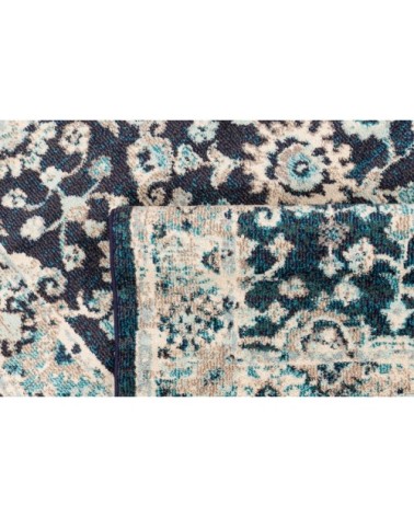 Tapis salon vintage en laine artificielle bleu 200X290
