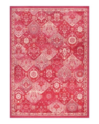Tapis salon vintage en laine artificielle rose framboise 200X290