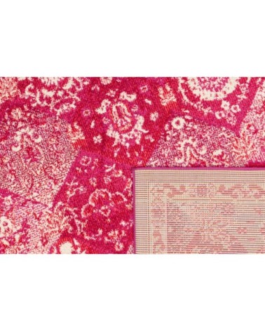 Tapis salon vintage en laine artificielle rose framboise 200X290
