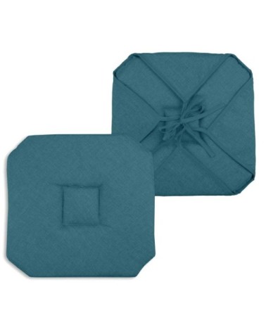 Galette de chaise italienne et unie polyester turquoise 40 x 40