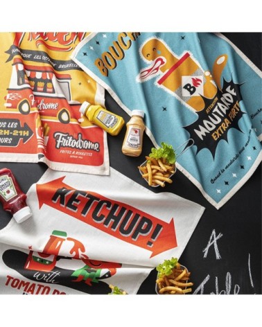 Torchon en coton rouge 50x75