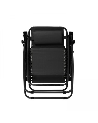 Fauteuil relax de jardin en acier et textilène inclinable noir