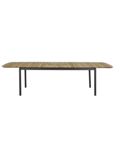 Table de jardin extensible en bois de teck massif et aluminium gris anthracite 10/12 personnes