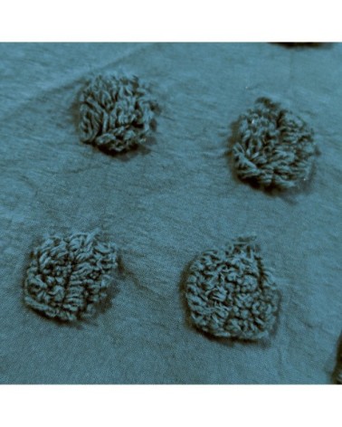 Parure de lit en coton lavé bleu canard 220 x 240