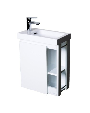 Meuble lave-mains blanc vasque blanche