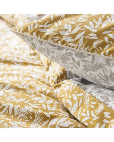 Taie d'oreiller imprimée en percale de coton ocre 50x75