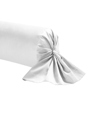 Taie de traversin unie en percale de coton blanc 43x190