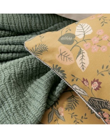 Taie d'oreiller imprimée en percale de coton jaune 65x65