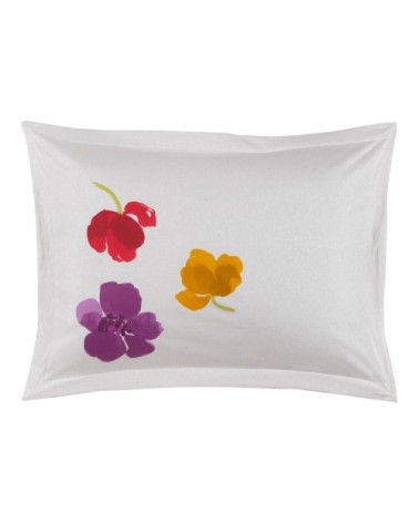 Taie d'oreiller imprimée en satin de coton blanc 50x75