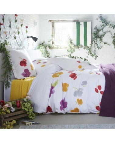 Taie d'oreiller imprimée en satin de coton blanc 50x75