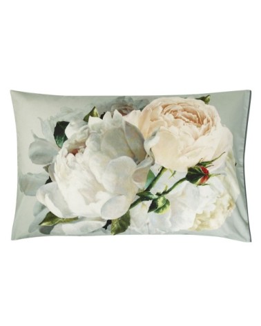 Taie d'oreiller imprimée en satin de coton gris