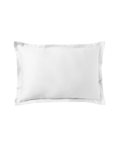 Taie d'oreiller unie en satin de coton blanc 50x70