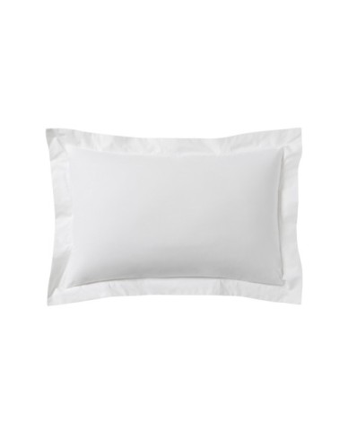 Taie d'oreiller unie en percale de coton blanc 50x70