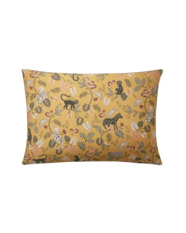 Taie d'oreiller imprimée en percale de coton jaune 50x75