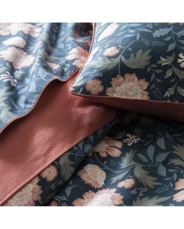 Taie d'oreiller imprimée en percale de coton bleu nuit 65x65