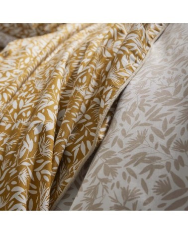 Housse de couette imprimée en percale de coton ocre 200x200