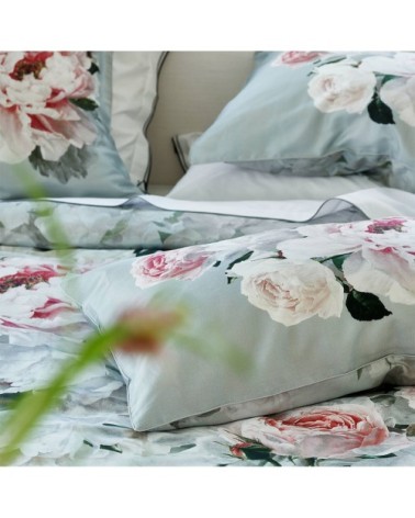 Housse de couette imprimée en satin de coton gris