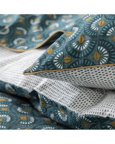 Housse de couette imprimée en percale de coton émeraude 260x240