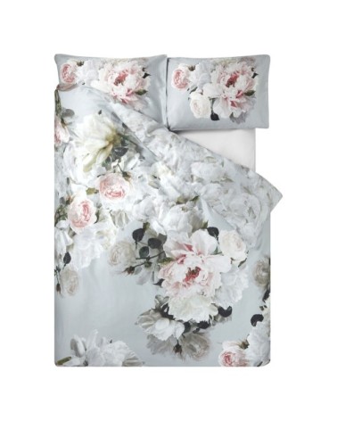Housse de couette imprimée en satin de coton gris