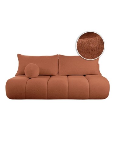 Canapé convertible droit 3 places merry en tissu bouclette terracotta