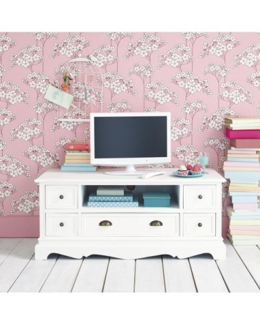 Meuble TV en paulownia blanc