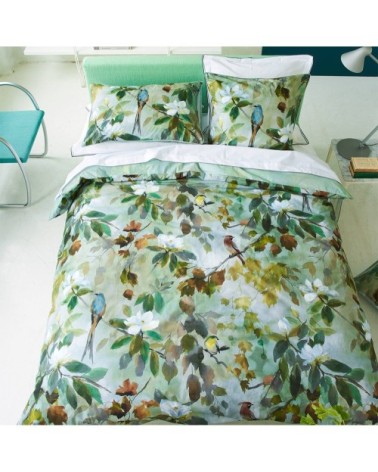 Housse de couette imprimée en percale de coton bleu