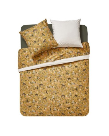 Housse de couette imprimée en percale de coton jaune 260x240