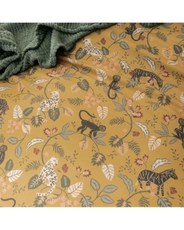 Housse de couette imprimée en percale de coton jaune 260x240