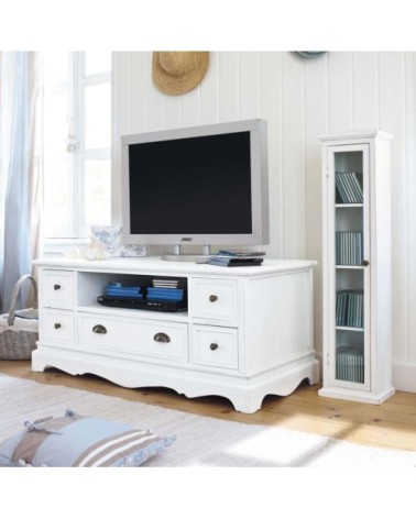 Meuble TV en paulownia blanc