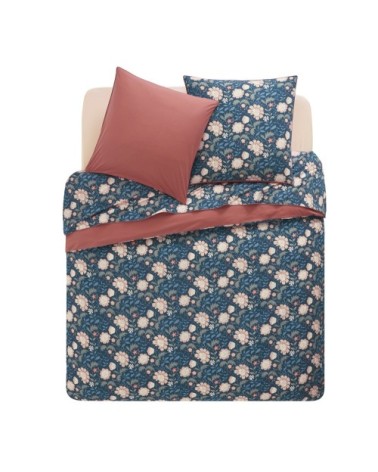 Housse de couette imprimée en percale de coton bleu nuit 260x240
