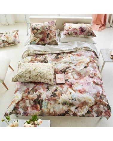Housse de couette imprimée en percale de coton rose
