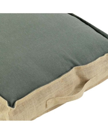 Coussin de sol coton et jute coton kaki 45x45cm
