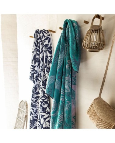 Drap de plage imprimé en coton marine 100x180