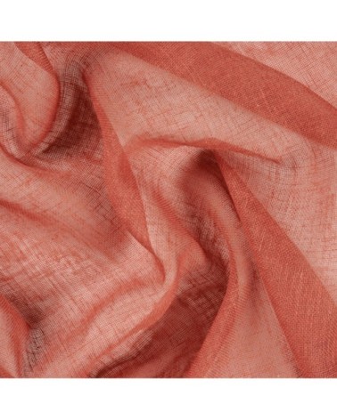 Paire de vitrages unis et tamisants en poly/lin polyester saumon 90x45