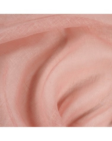 Paire de vitrages unis et tamisants en poly/lin polyester rose 90 x 45