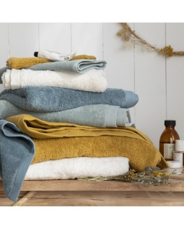 Drap de bain uni en coton bleu Baltique 90x170