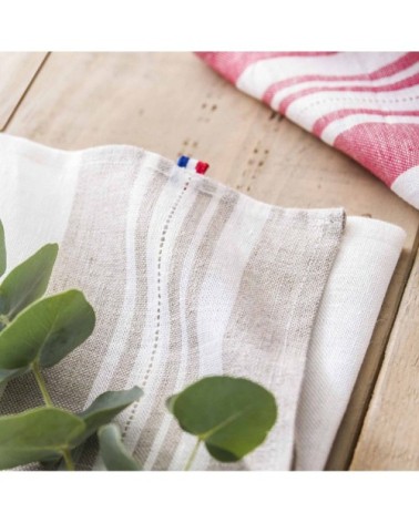 Torchon en lin rouge 50x75