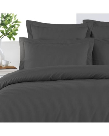 Housse de couette rayée réversible en satin Anthracite 240x220 cm