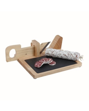 Guillotine saucisson avec plateau en bois beige